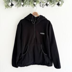 Grudens Men’s Fleece Long Sleeve 1/2 Zip Hooded Sweatshirt Black Size Small